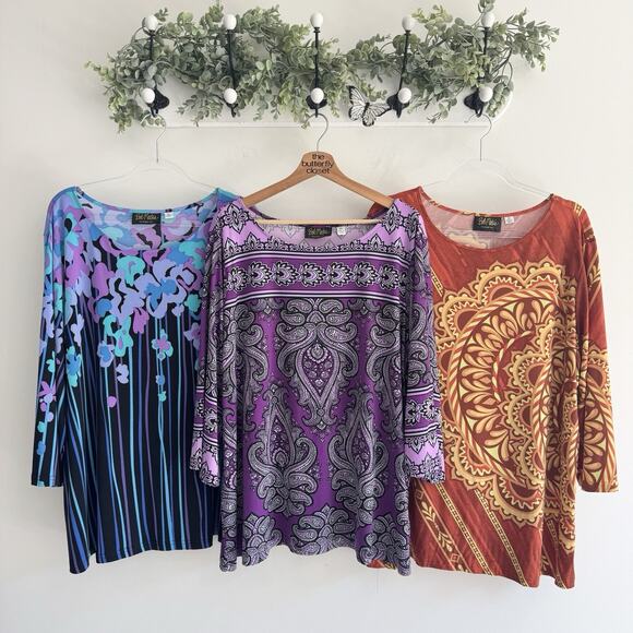 Bob Mackie Tops - Bob Mackie Plus Size Bold Colorful Printed Tops 2X Stretch mm98